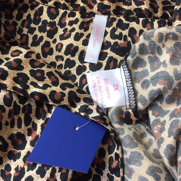 BED OF ROSES Size 2X Leopard SleepShirt SATIN Button-front Cotton POCKET $59 NEW - Picture 8 of 8